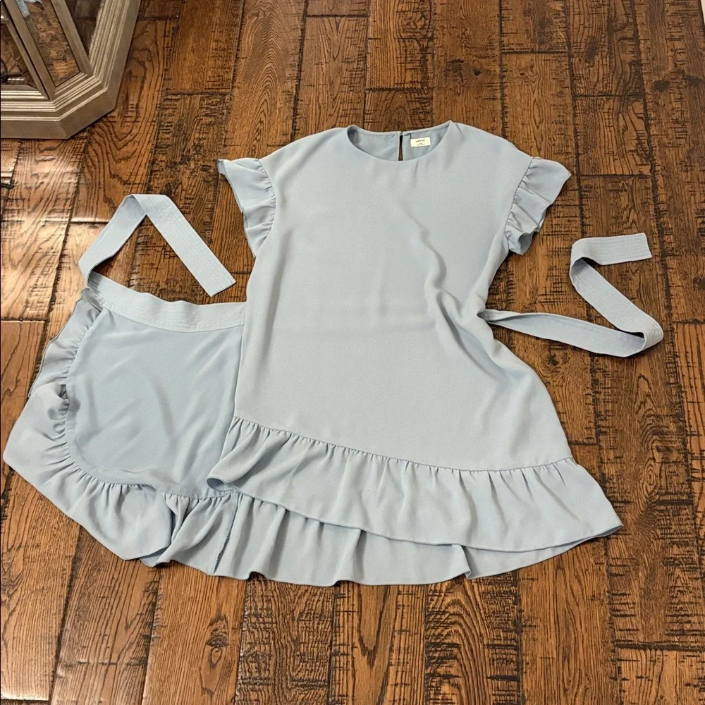 Wilfred Powder Blue Ruffle Wrap Mini Dress - Picture 6 of 10